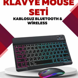 Bluetooth 5.3 Destekli Şarjlı Taşınabilir Klavye + Mouse Kombinasyonu