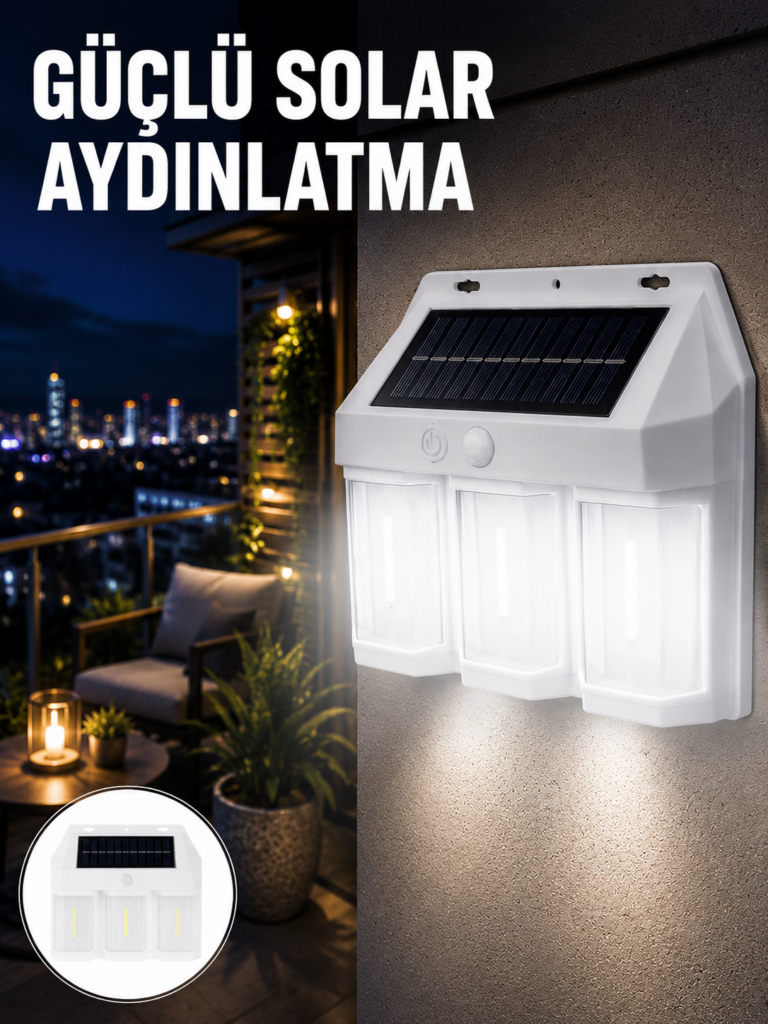 PIR Sensörlü Solar Lamba – Otomatik Şarj ve Gece Aydınlatma Yeni Nesil
