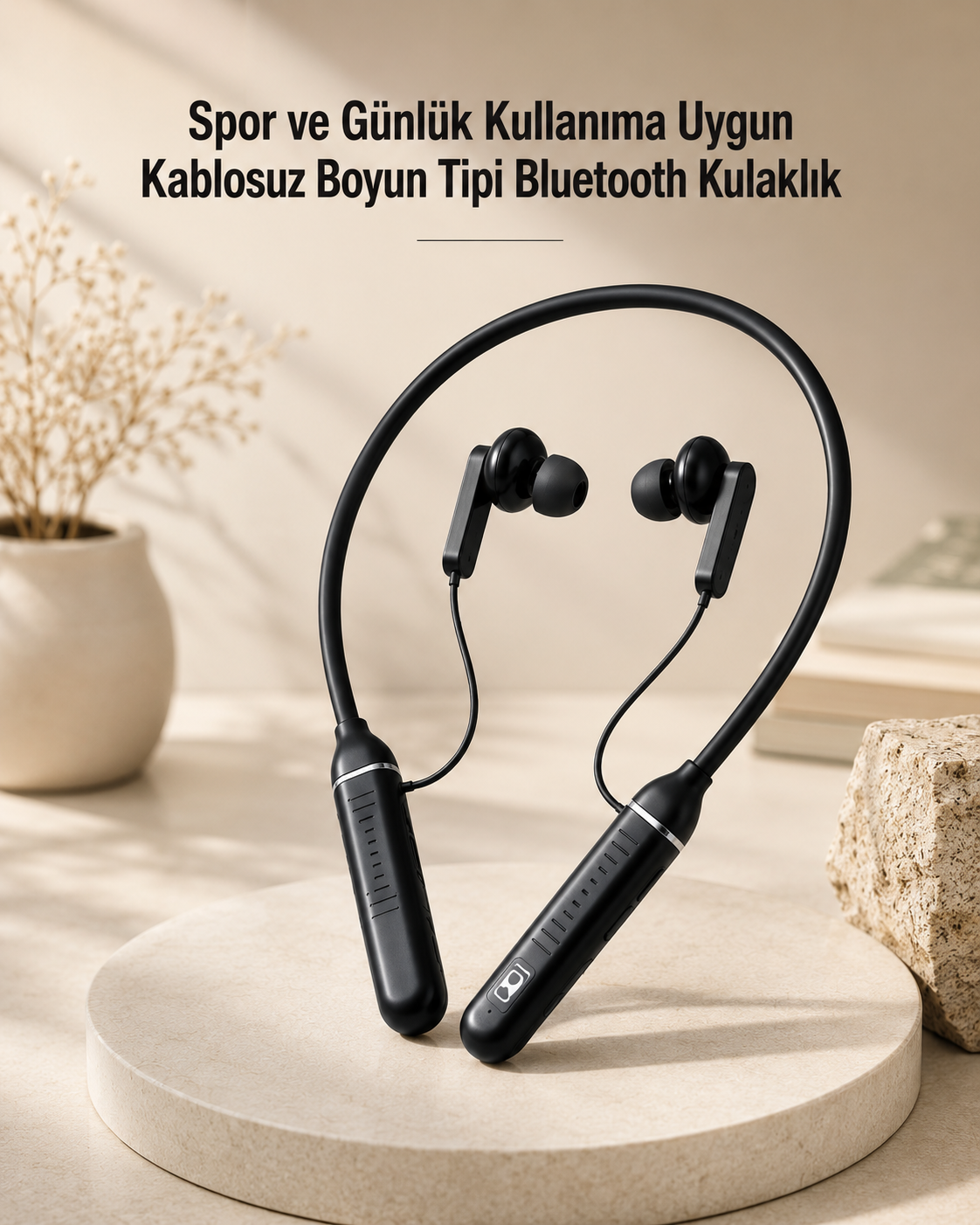 Kablosuz Boyun Tipi Bluetooth Kulaklık Mikrofonlu Spor ve Günlük Kullanıma Uygun