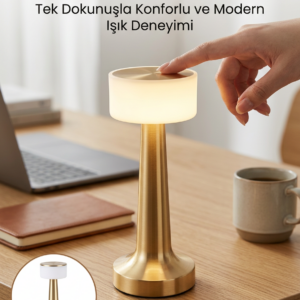 Kablosuz Renkli Masa ve Gece Lambası Altın Rengi Dokunmatik Led Lamba Yeni Nesil