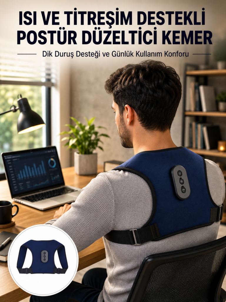 Postür Düzeltici Masaj Kemeri Titreşim Isıtma ve Destek Sistemi Yeni Nesil