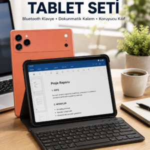 Klavyeli Tablet PC Kalem Kılıf ve Ekran Koruyucu Hediyeli Android Set