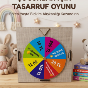 Şans Çarklı Motivasyon Kutusu Günlük Tasarruf Challenge Oyun Ahşap Birikim Kumbarası