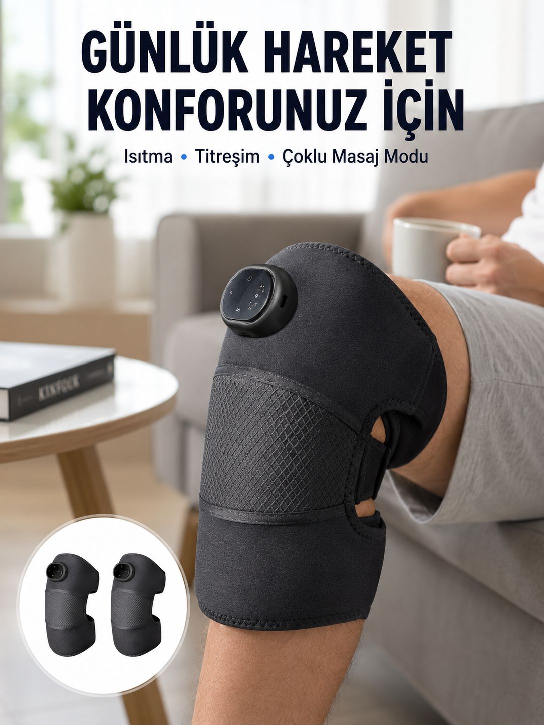 3 Seviyeli Titreşimli Isıtmalı Diz Bakım Masaj Cihazı Yeni Nesil