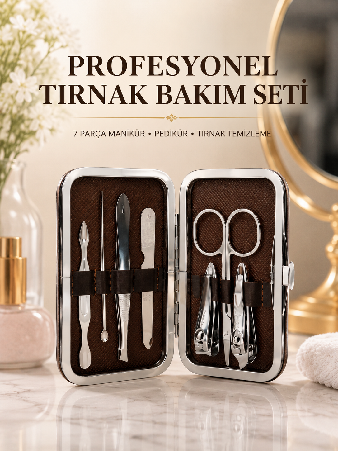 Manikür Pedikür Seti 7 Parça Tırnak Mantarı Tırnak Batığı Temizleme Taşınabilir Çanta