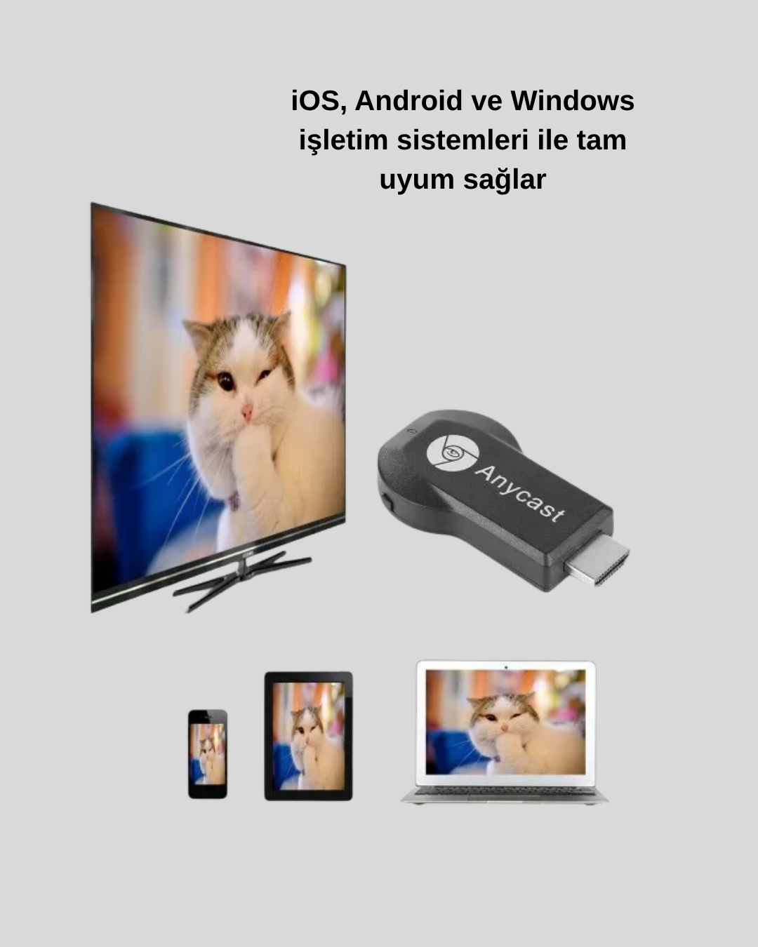 Akıllı Telefon ve TV Arasında Kablosuz Ekran Yansıtma Cihazı