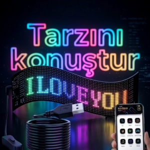16x96 LED Yazı Paneli 60 cm Esnek RGB Işıklı Programlanabilir Ekran