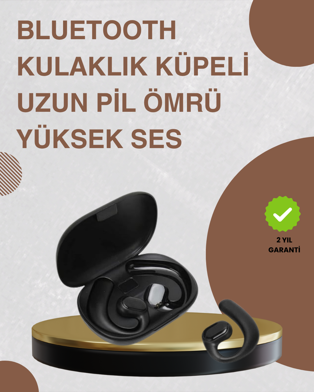 Klipsli Kablosuz Bluetooth Kulaklık – IPX6 Su Geçirmez