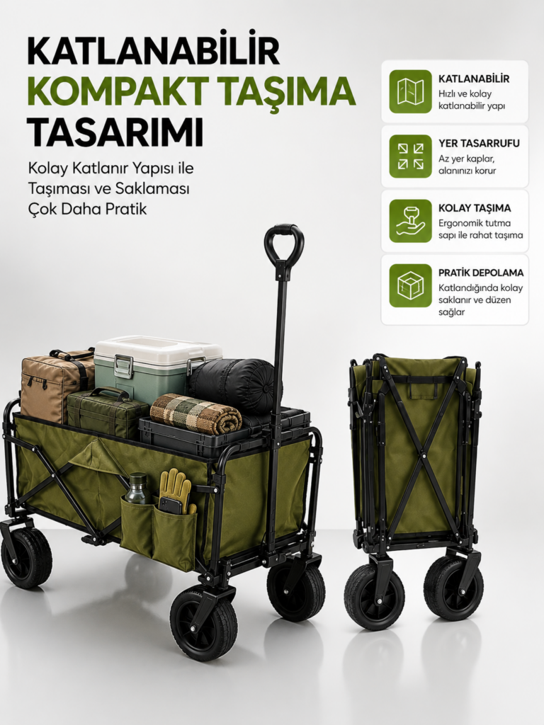 130 KG Taşıma Kapasiteli Katlanabilir Wagon Taşıma Arabası