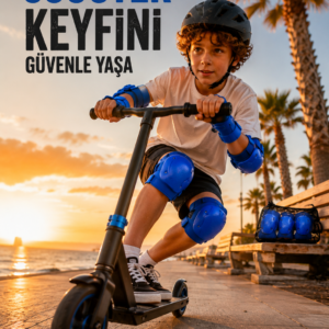 2'li Mavi Çocuk Koruyucu Spor Seti Dizlik Dirseklik El Bilek Koruyucu