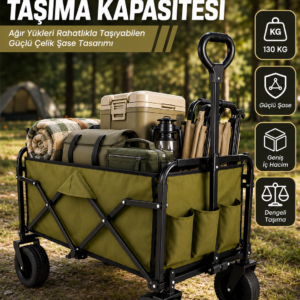 Kamp, Piknik, Plaj ve Alışveriş İçin Çok Amaçlı Katlanabilir Wagon