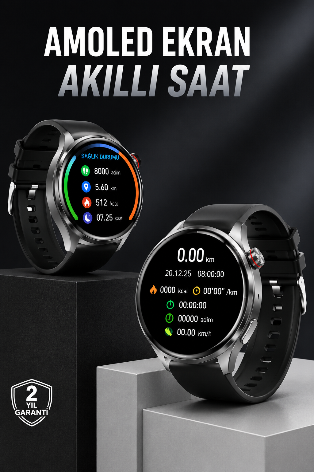 Akıllı Saat Bluetooth Bağlantılı Amoled Ekran Uyku ve Sağlık Takibi