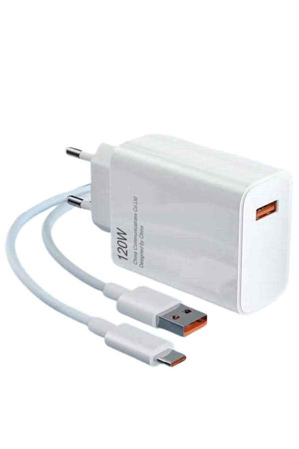Type C Yüksek Hızlı Şarj Aleti Beyaz 120W Ultra Uzun Ömürlü