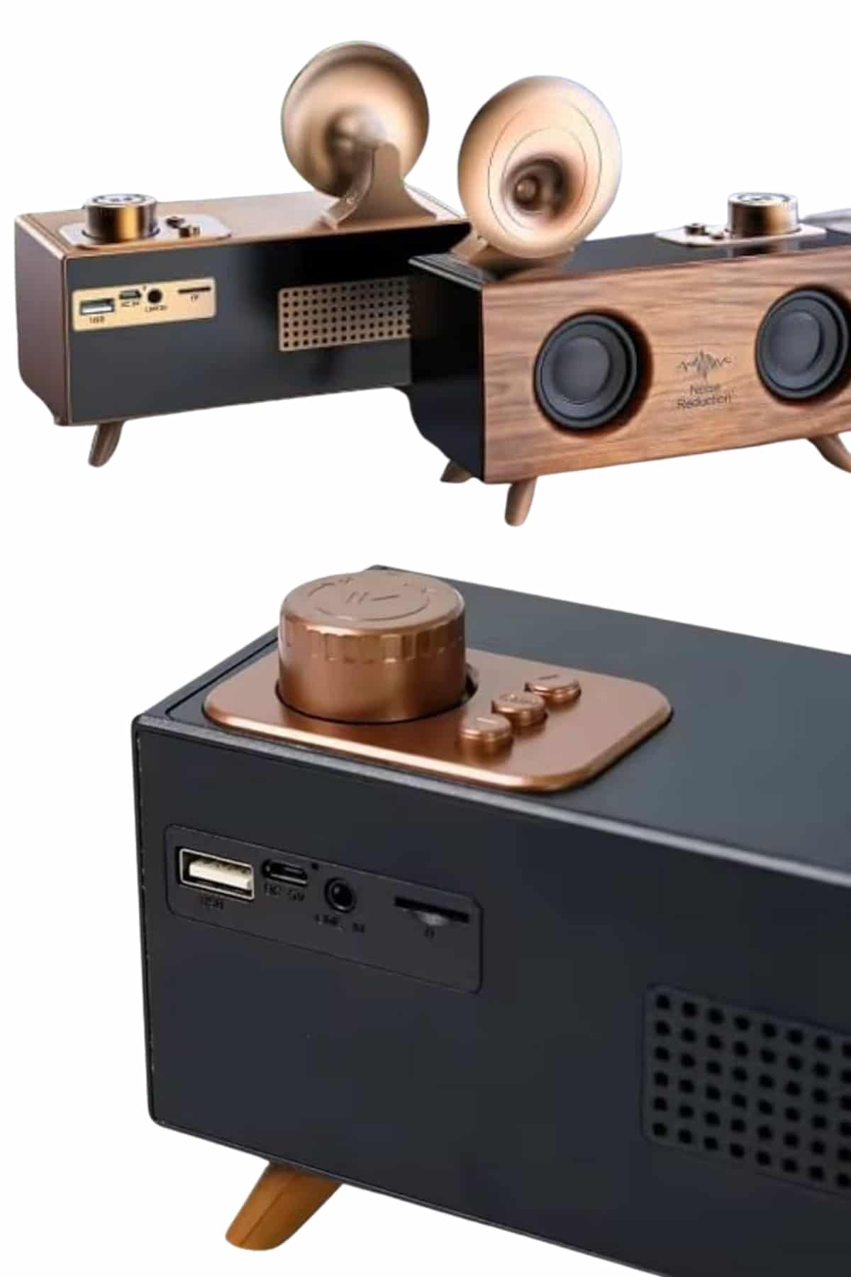 Bluetooth Nostalji Speaker Radyo Gramofon Ahşap Renk Vintage Yeni Nesil