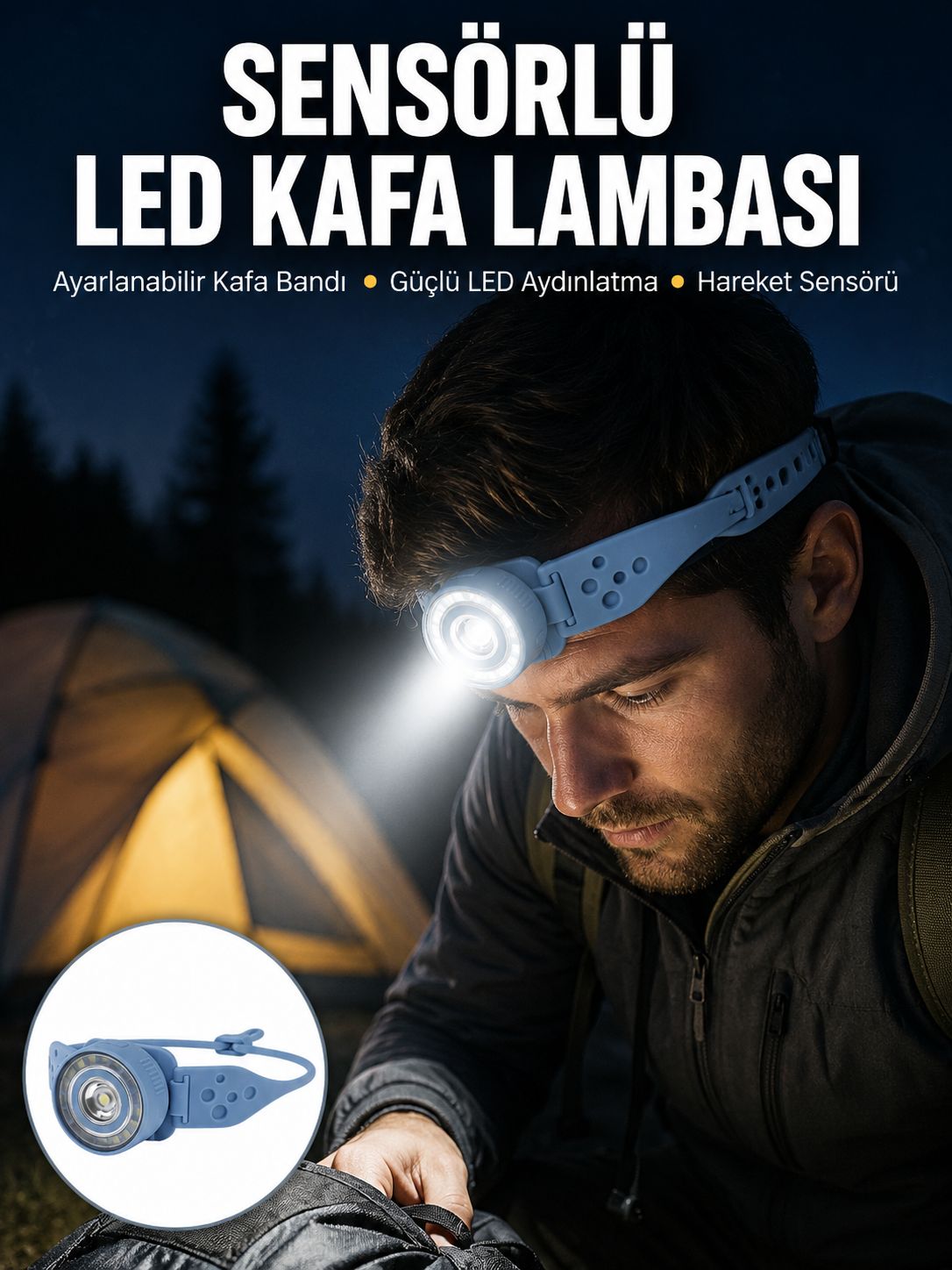 Uzun Pil Ömürlü Kamp ve Dağcılık Kafa Lambası Yeni Nesil