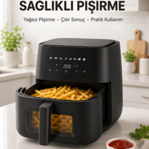 Geniş Hazneli Air Fryer Hızlı ve Pratik Pişirme Makinesi