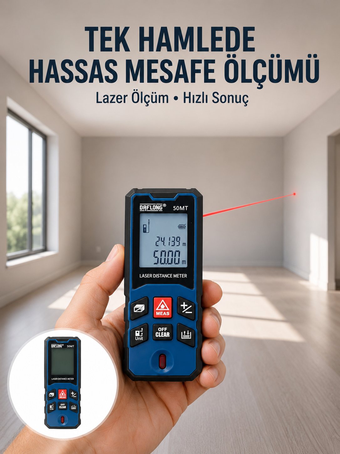Lazer Metre 50 MT Hassas ve Hızlı Ölçüm Özellikli Yeni Nesil