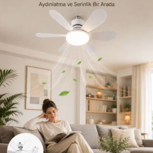 Yüksek Aydınlatma Performansına Sahip LED Tavan Fanı Sessiz Çalışma Güçlü Esinti ve Uzaktan Kumanda Kontrolü