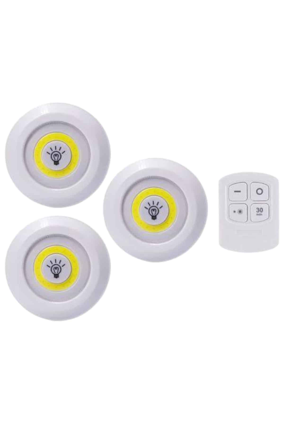 Led Lamba 3'lü Uzaktan Kumandalı Yapışkanlı