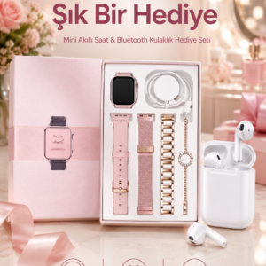 3 Kordonlu Dokunmatik Ekran Akıllı Saat ve 2.Nesil Kablosuz Bluetooth Kulaklık ANC/ENC