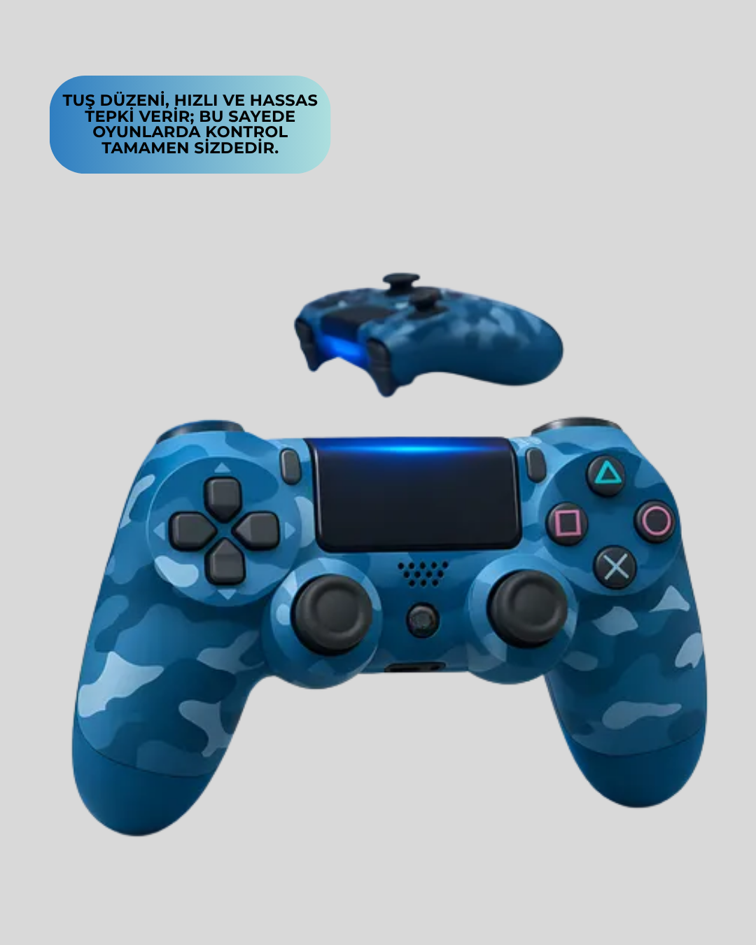 PS4 Uyumlu Kablosuz Oyun Kolu Ergonomik Çift Titreşimli