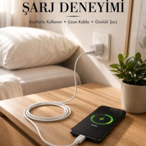 USB-A to Type-C Şarj Kablosu 2 Metre Uzun Kablo