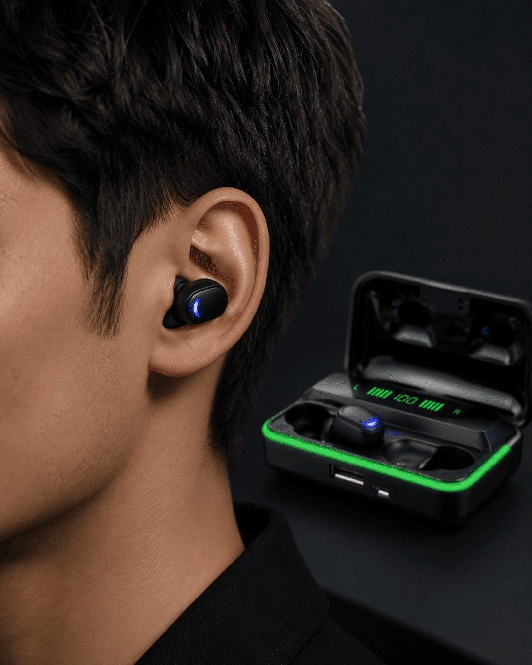 Bluetooth 5.1 Oyuncu Kulaklığı LED Ekranlı Powerbank Kulaklık