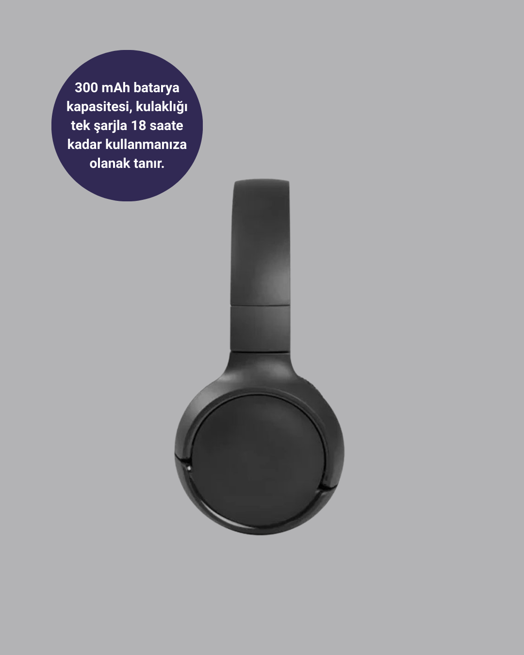 Siyah Kablosuz Bluetooth Kulaklık 300 mAh Hızlı Şarj Katlanabilir Pedli