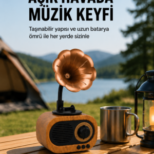 Taşınabilir Mini Retro Radyo Bluetooth Hoparlör USB SD AUX Destekli Yeni Nesil