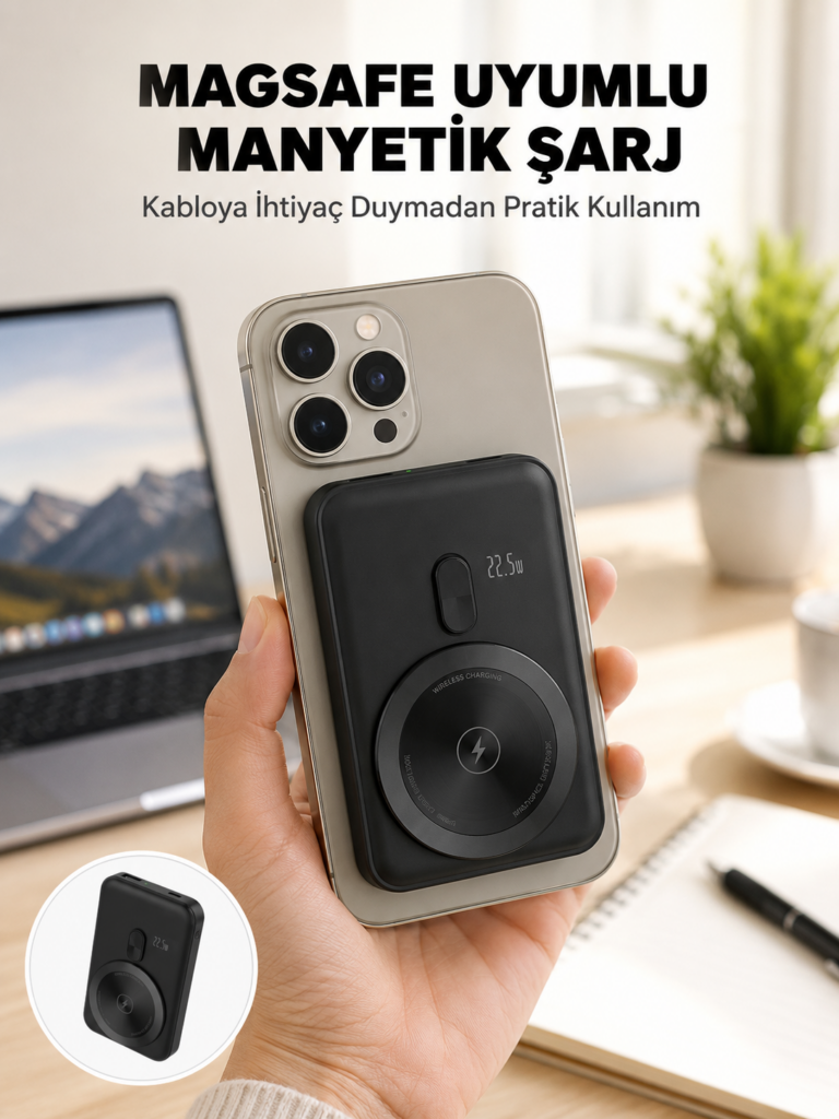 Kablosuz ve Kablolu Kullanım Sunan Taşınabilir Powerbank Yeni Nesil