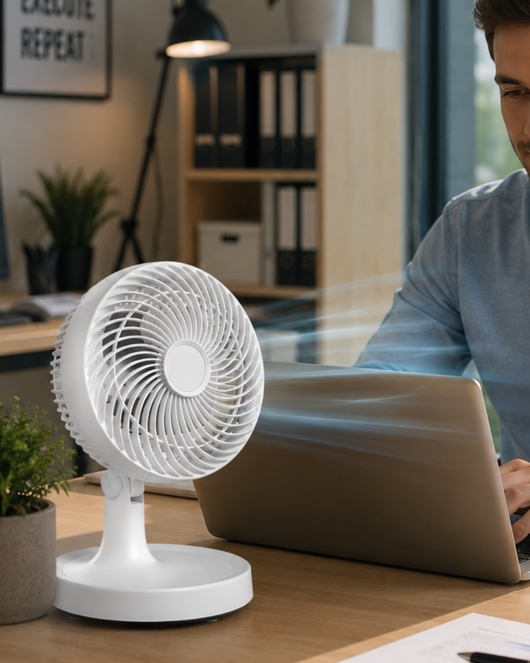 Kompakt Mini Fan Otomatik Salınımlı Sessiz Masaüstü Vantilatör