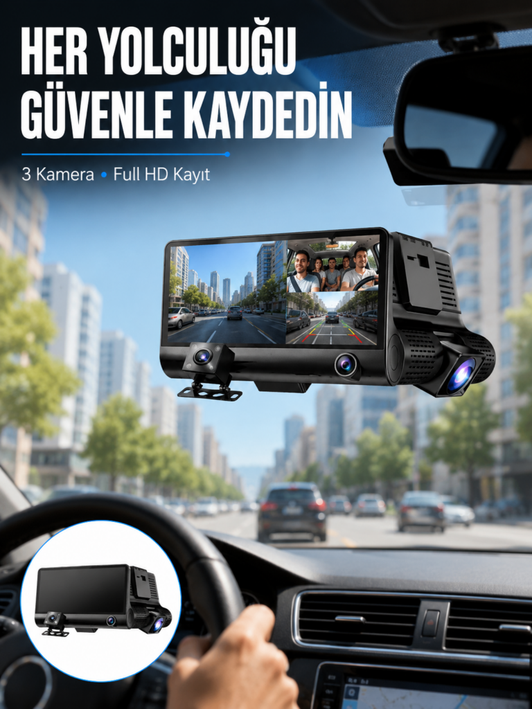 Çift ve Üçlü Lens Seçeneği ile Tüm Açılardan Kayıt Yapan Araç Kamerası Yeni Nesil