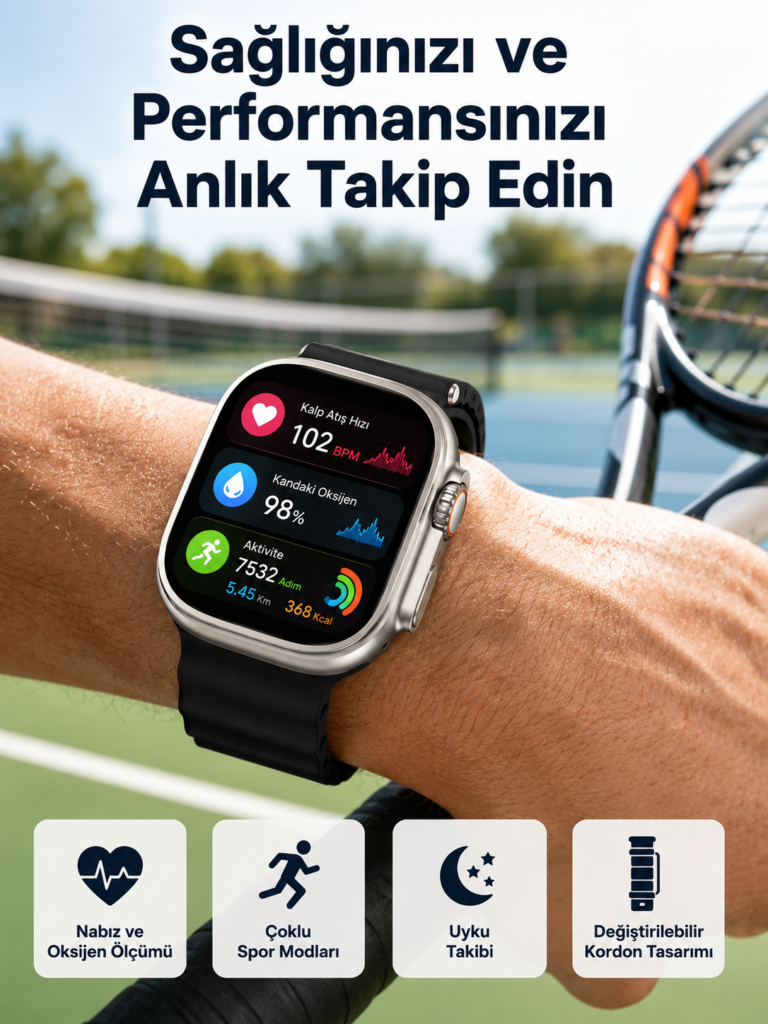 Akıllı Saat Çok Fonksiyonlu Unısex Sosyal Medya Girişli Bluetooth Bağlantılı