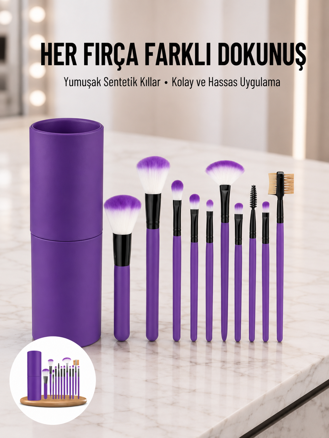 12 Parça Profesyonel Makyaj Fırçası Far Fırçası Allık Fırçası Yumuşak Kıllı