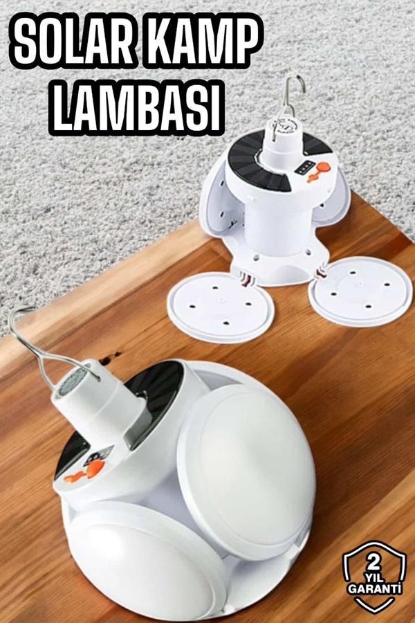 Kamp Lambası Işıldak Beyaz Işık Güneş Enerjili Solar Aydınlatma 5 Kanatlı Katlanabilir Yeni Nesil