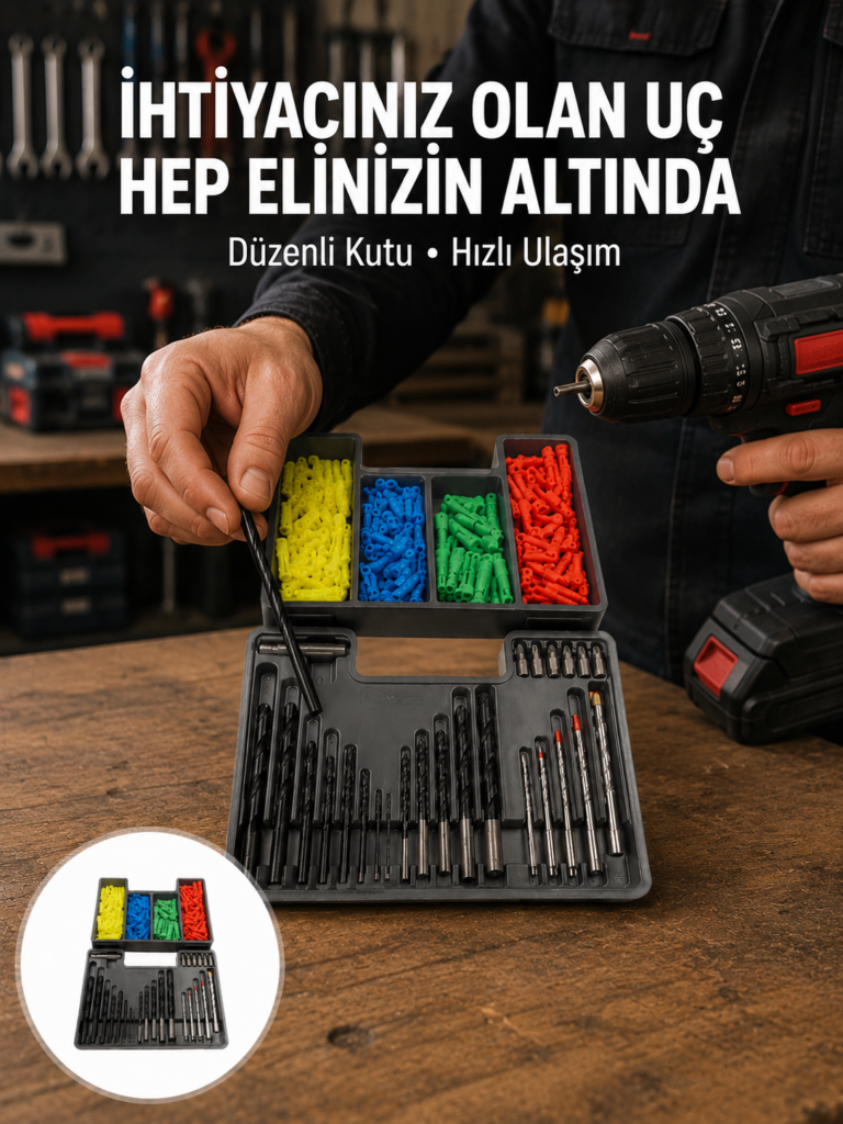 Matkap Ucu Seti 24 Parça Organizer Kutulu Ahşap Metal Beton Uyumlu Yeni Nesil