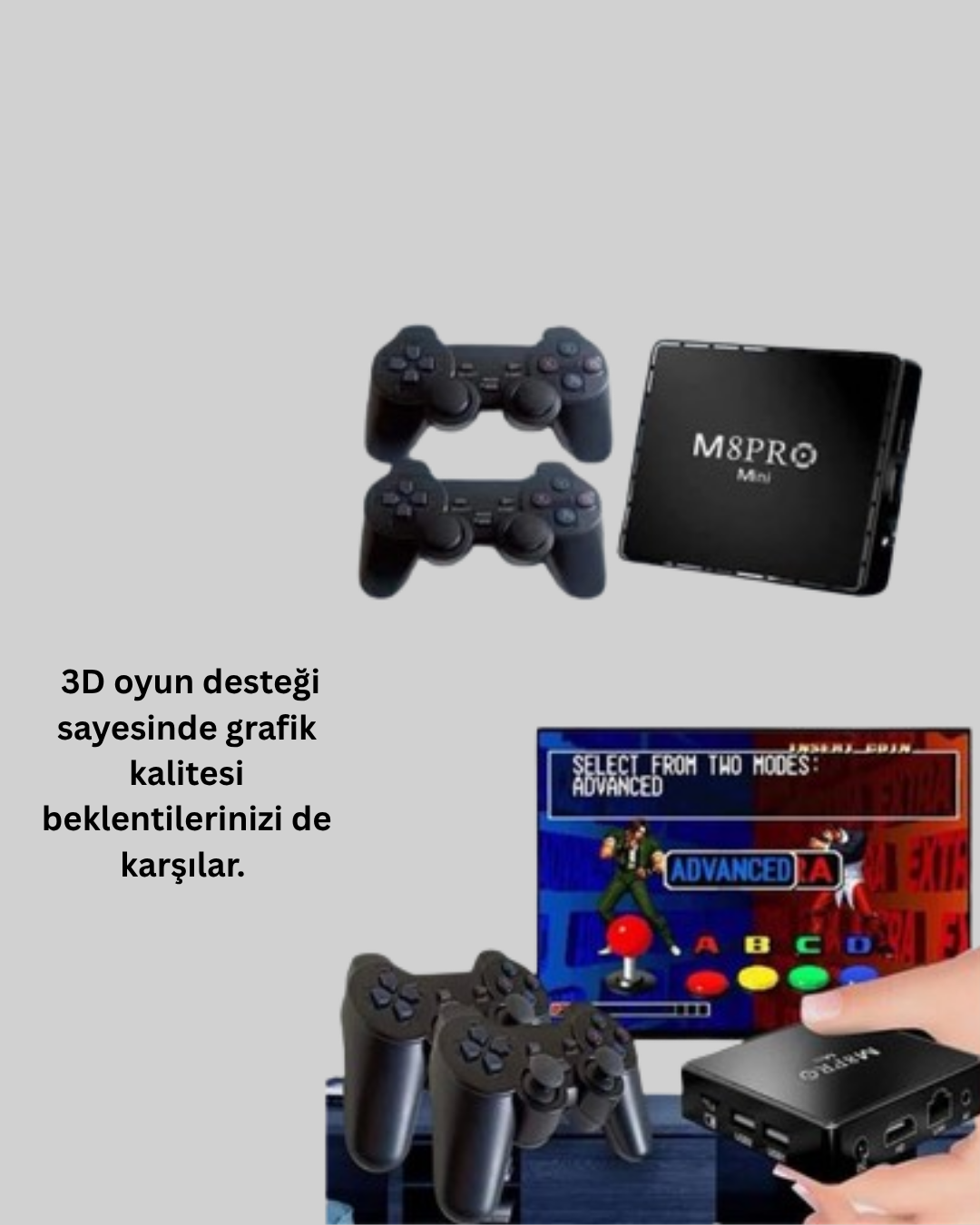 M8Pro Android TV Box ve Retro Oyun Konsolu – 10K Ultra HD Görüntü