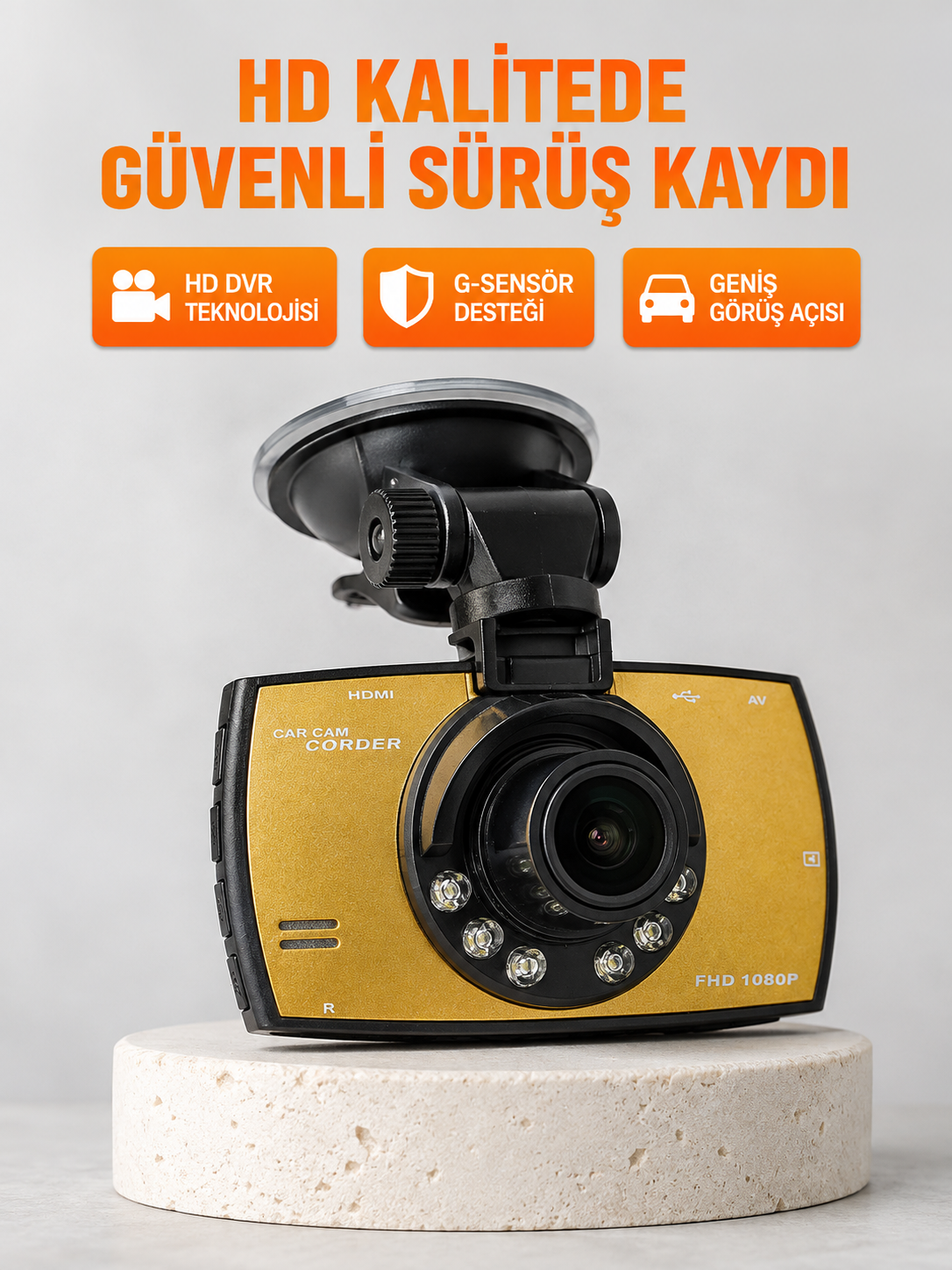 Araç Ön Kamera Full HD Kayıt ve G Sensor Özellikli