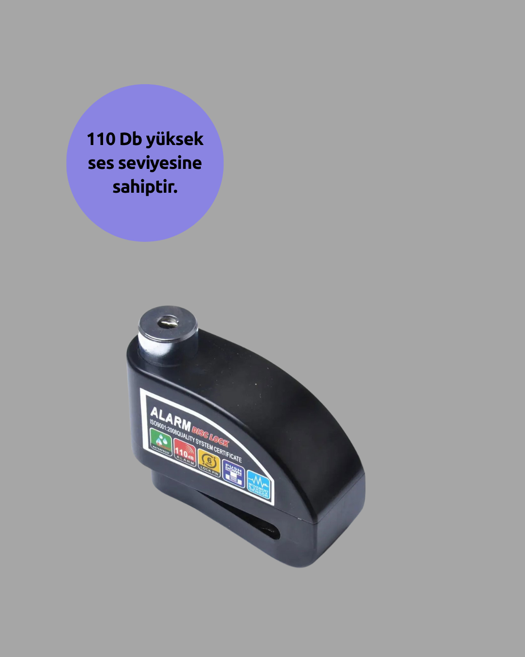 Suya Dayanıklı 110dB Alarmlı Çelik Disk Kilidi Yeni Nesil