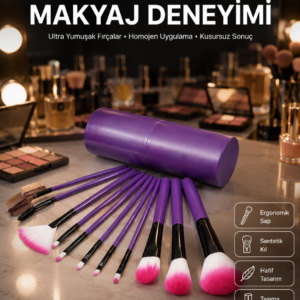 12 Parça Profesyonel Makyaj Fırçası Far Fırçası Allık Fırçası Yumuşak Kıllı