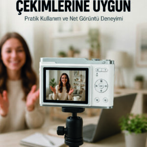 Beyaz 4K Dijital Kamera 2.4 İnç HD Ekran ve LED Flaşlı