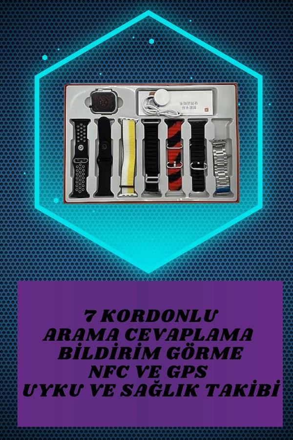 7 Kordonlu Akıllı Saat Ve 3.Nesil Kulaklık Dokunmatik Ekran Sesli Görüşme Yapabilen