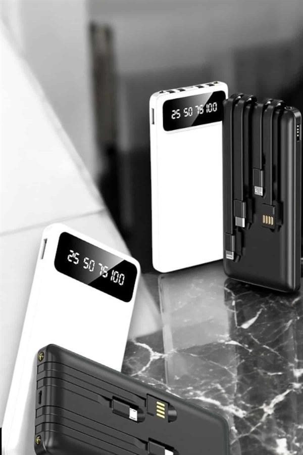20.000 Mah Led Işıklı LCD Ekran USB Girişli Type-C Lightning Powerbank Yeni Nesil