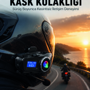 LCD Ekranlı Bluetooth Kask Kulaklığı FM Radyo ve SD Kart Girişli