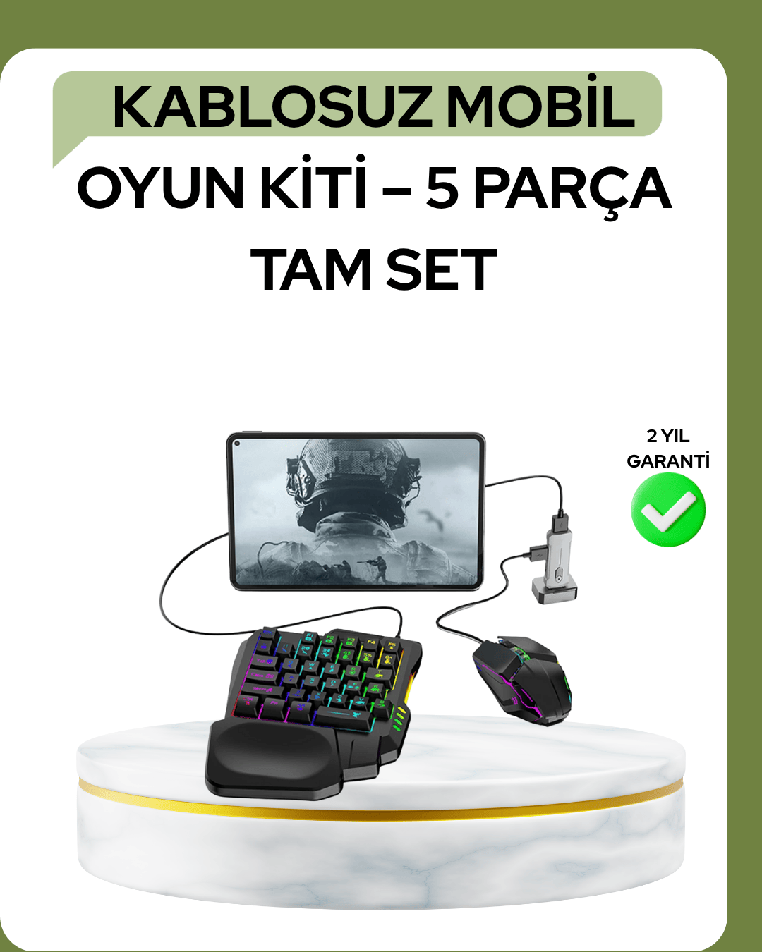 Mobil PUBG Oyuncuları İçin 5in1 Klavye Mouse Oyun Seti – BT5.3 Destekli