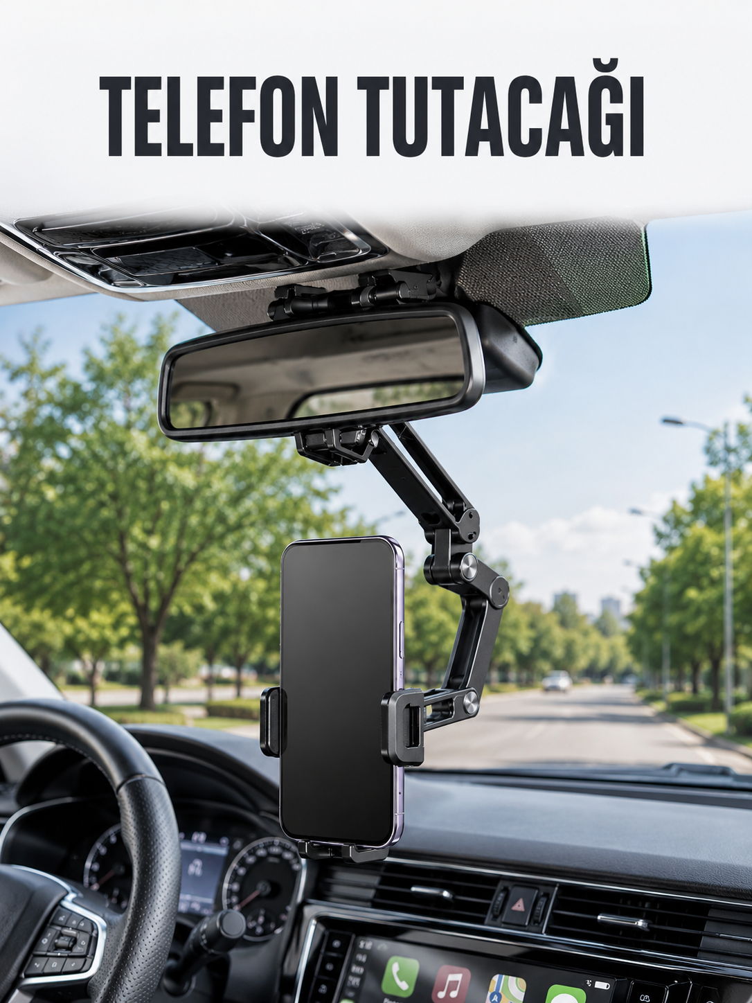 Araç Dikiz Aynası Telefon Tutucu Ayarlanabilir Katlanabilir Navigasyon Telefon Standı