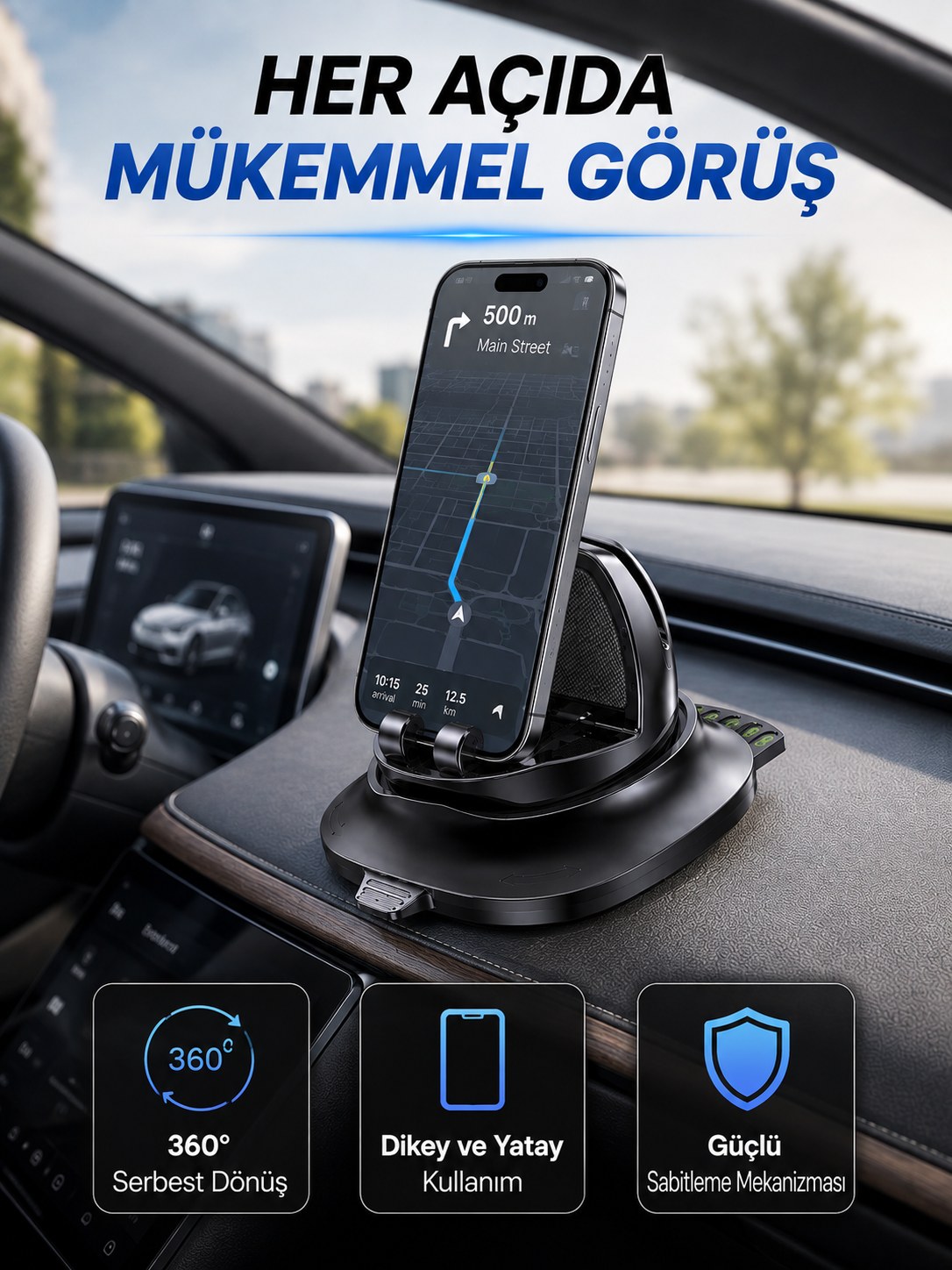 Çok Fonksiyonlu Araç İçi Telefon Tutucu Gizlenebilir Telefon Numarası Özellikli Stand