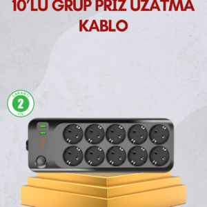 10 Prizli Uzatma Kablosu Termal Koruma USB Type-C Hızlı Şarj 2500W