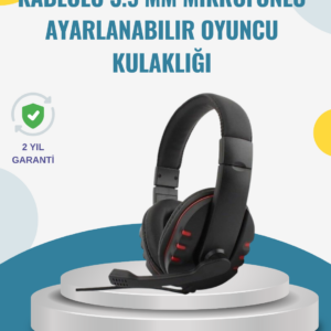 Kırmızı Kulaklık Stereo Mikrofonlu Dayanıklı Örgü Kablolu