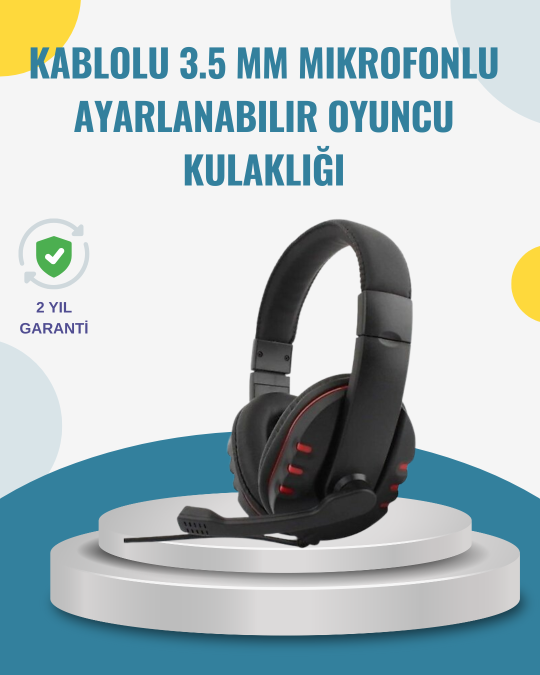 Kırmızı Kulaklık Stereo Mikrofonlu Dayanıklı Örgü Kablolu